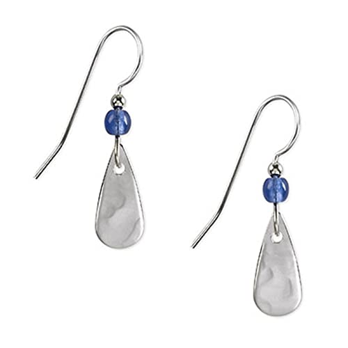 Silver Forest Silver-tone Drop Earrings with Blue Bead E-8981