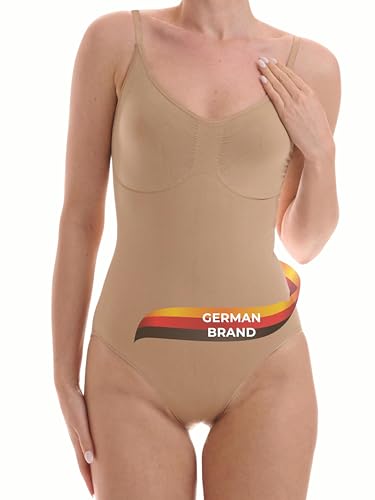 TONEST Shapewear Damen - Shaping Body - Bauch-Weg Effekt - Figurformender Miederbody - Shape-Unterwäsche-Formbody - 3000-MS-CC (L, Beige)