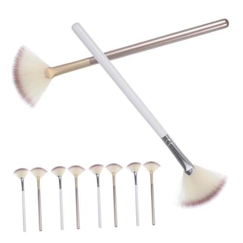 WOONEKY Facial Set 10pcs Esthetician Makeup Brushes Fluffy Fan Shaped for Powder Highlighter Clay Mask for On-the-go