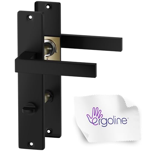 ERGO line CUBE garnitures de porte carrées, noires, poignée pour porte de salle de bains WC ensemble de poignée avec rosette longue, garniture de porte,...