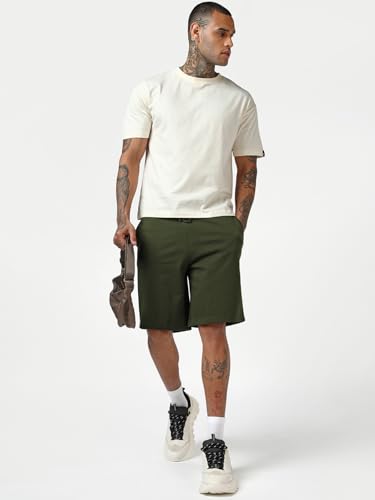 Image of Bewakoof Men's Solid Oversized Fit Cotton Terry Shorts