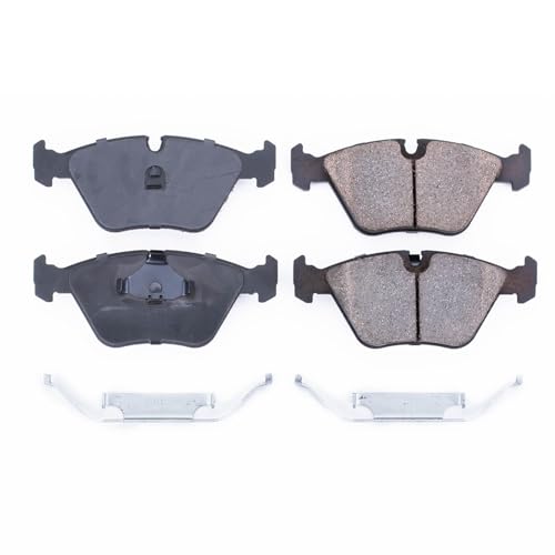 Image of PowerStop Front Brake Pads for Audi 200 1989-91 |200 Quattro 1989-91 |BMW 525i 1989-95 |525iT 1993 |530i 1994-95 |BMW 535i 1989-93 - Z17 Ceramic Brake Pads with Installation Hardware, 17-394