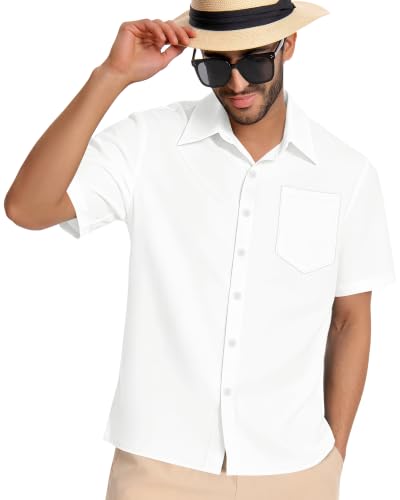 Image of Men Hawaiian Shirt Short Sleeve Summer Beach Button Down Shirts with Pocket