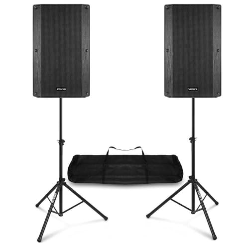 Vonyx Altavoces DJ 1000W – Bluetooth, Soportes, Bolsa de Transporte, Rango 35 Hz - 18 kHz, Entradas XLR/RCA, Micrófonos, Ruedas y Asas para Fácil Transporte – Sonido Profesional y Potente