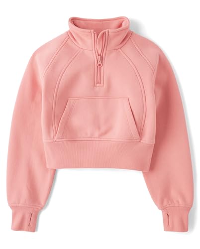The Children's Place Girls' Fleece Quarter Zip Hooded Sweatshirt