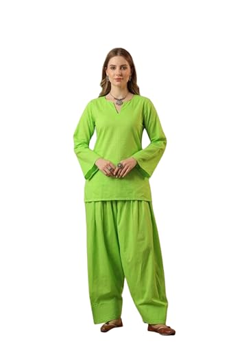 Image of REAM Women's Cotton Sleeveless Kurti and Farshi Salwar Set, Black, Ethnic Wear, Casual and Festive