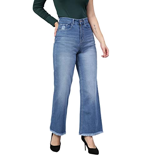 Image of KOTTY Women's High Rise Cotton Lycra Blend Ankle Length Relaxed Fit Jeans