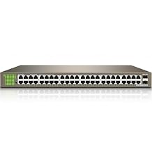 Tenda 48 Port Gigabit Ethernet Switch | Unmanaged Rackmount Switch | 48*10/100/1000Mbps Shielded Ports & 2*SFP Slots | Plug & Play | One-Key VLAN | Sturdy Metal | Fanless Quiet for Business TEG1050F