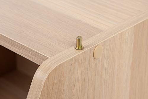 Image of IRIS USA Modular Wood Stackable Storage Box with Sliding Door, Narrow, Light Brown