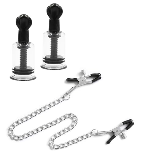BDSMAGE Brust Stimulation Set mit 2 stk Nippelsauger + Nippelklemmen...