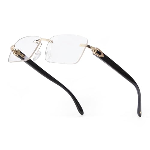 Image of JUDOO Rimless Rectangle Sunglasses for Men Women Fashion Hip hop Frameless Designer Shades Y2K Square Clear Glasses