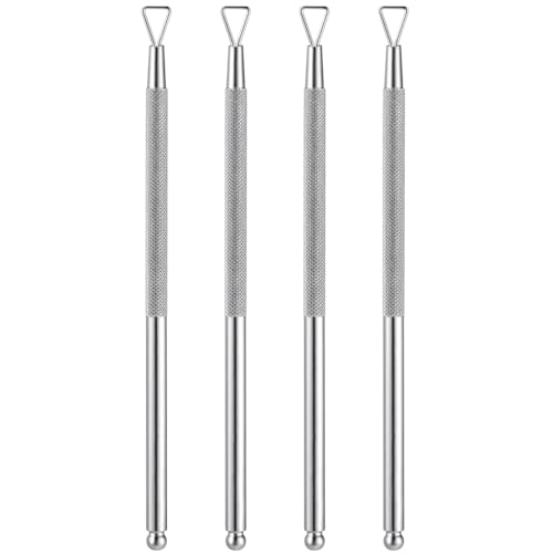 MALUGOGO Spingi Semipermanente Inox Cuticole Triangolare e in 4 Manico Ergonomico Rimozione Rapida per Smalto Manicure e Pedicure
