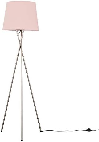 MiniSun Modern Brushed Chrome Metal Tripod Floor Lamp with a Beige Tapered Shade