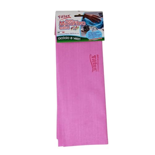 TITTEX Glass Cleaning Cloth, Steel Surfaces, Screen, Computer, Microfibre Cloth, 50 x 70 cm, 1 Piece, Pink