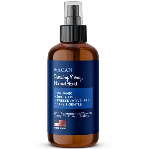 WACAN FAST-HEALING BROAD APPLICATION SALINE SOLUTION FOR PIERCINGS ORGANIC DRUG-FREE Natural Sea Salts & Clove and Vitamins Piercing Aftercare Piercing Solution (SPRAY - 8 OUNCE)