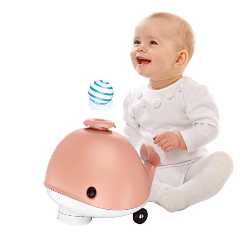 Image of Kidology Floating Ball Whale Toy, Electric Air Blowing Floating Ball Toy with Music | Unique Birthday Party Gifts for Kids Age 3+ (Pink)