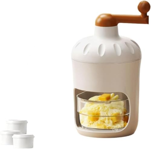 AOBOPO 手動かき氷器 食品グレード PP 素材 完全取り外し洗浄可能 小型手回し式家庭用かき氷機 手動かき氷器 操作簡単 家庭・カフェ・屋外店舗最適 電源不要夏用スノーフレークアイスクラッシャー 3 つ氷型付き