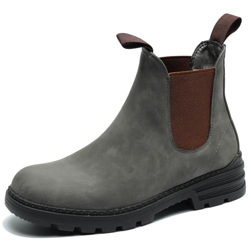 Cestfini Women Black Elastic Low Heel Chelsea Boots Non-Slip Pull On Work Hiking Boots for Women 8, Grey