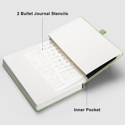 Image of RETTACY Blank Journal Notebook, 192 Pages, A5 Medium Size (5.7'' x 8.3'') | Leather Hardcover, 100 GSM Thick Paper, for Sketching, Drawing, Painting (Light Green)