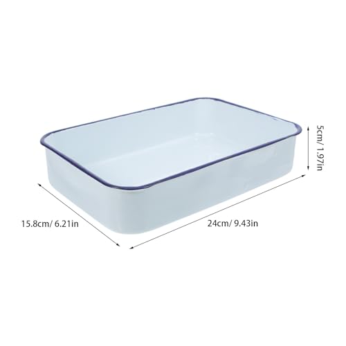 Bandeja rectangular de esmalte vintage para repostería casera 3