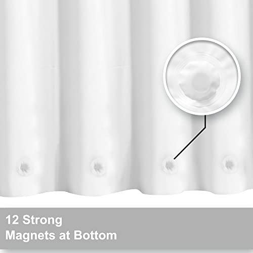 Image of Barossa Design Clawfoot Tub Shower Curtain with 12 Magnets - 36 Metal Hooks Included, 180 inch W x 70 inch H Wrap Around, Waterproof PEVA Shower Liner for Bathroom, PVC Free, Metal Grommets - White, 180x70