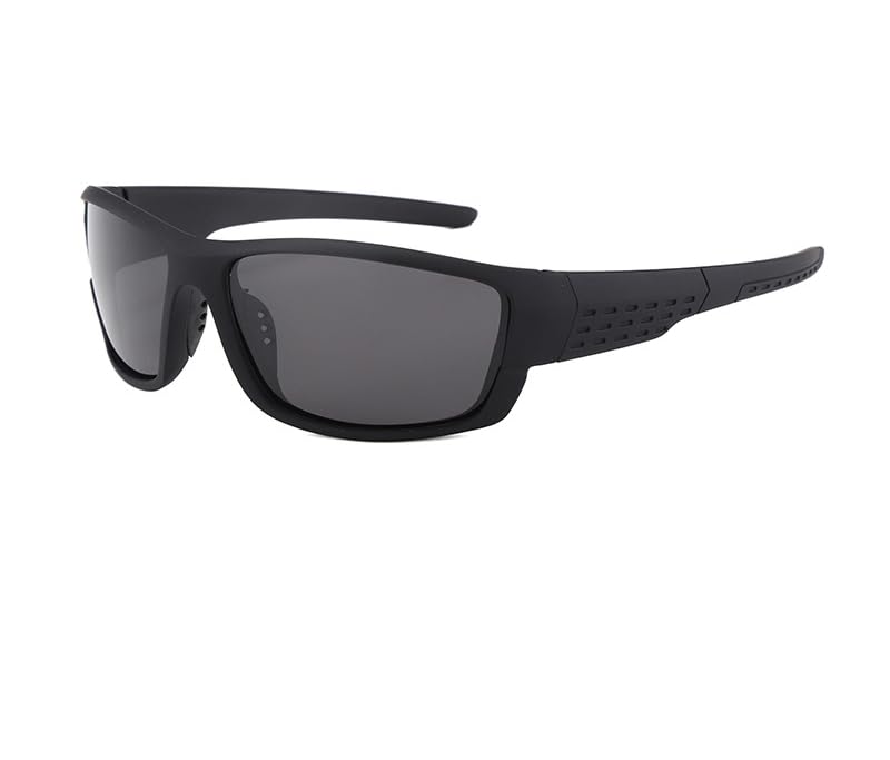 ALANTOP Gafas de sol polarizadas para deportes al aire libre, gafas de sol de ciclismo para hombre, resistentes al viento y protección UV para ciclismo (marco negro, hoja gris)