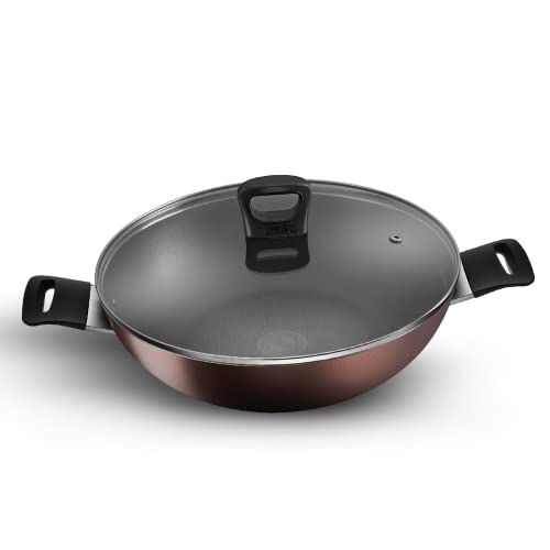 Tefal Day by Day Non-Stick Kadhai with lid/Thermo-Spot Technology/PFOA Free, Titanium Non-Stick Coating/30 cm/Superior Induction Base/Suitable for All Hob Type/Black / 2 Years of Warranty