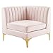 Modway Triumph Modern Channel Tufted Performance Velvet Corner Chair in Pink