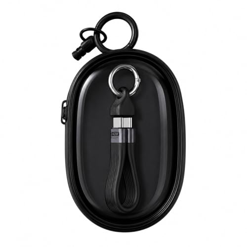 Image of 240W USB4 Fast Charging Cable with Keychain, 40Gbps Data Transfer & 8K Display, Short Tangle-Free USB C Cable for MacBook, iPhone, iPad, Samsung & Laptop (USB Cable(C) Cable+Pouch(Black)