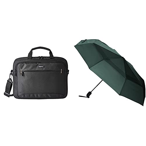 Image of AmazonBasics 14-Inch Tablet Bag, Black Umbrella with Wind Vent, Green