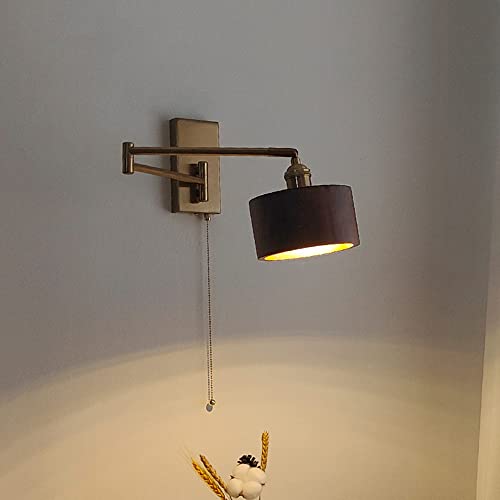 Apliques de pared con brazo oscilante de madera y metal para dormitorio
