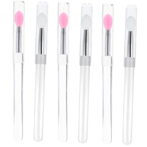 Healvian 6pcs Lidded Lip Reusable Lip Lip Gloss Applicators Silicone Lip Brush Set for Makeup Portable Easy to Use