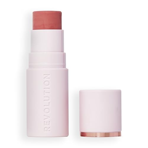 Revolution Skin Silk Blush Stick - Aufbauende Farbe für Wangen, Augen und Lippen - Creme-zu-Puder-Formel - Vegan & Cruelty-Free - Peachy Pink - 4,5 g