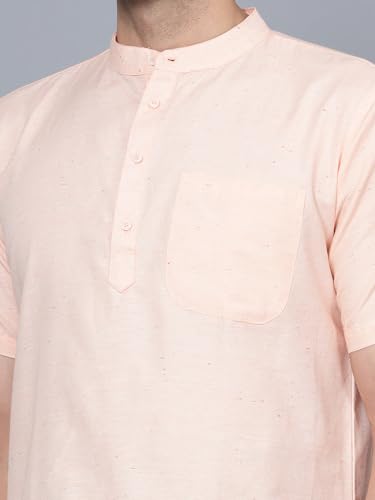 Image of LATEST CHIKAN Men's Cotton Regular Casual Strped Short Kurta Half Sleeves - (SK-LJ.DS.AS)