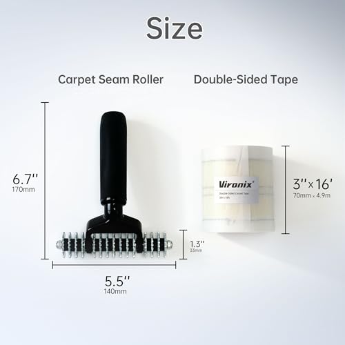 Image of Carpet Patch Repair Kit with 5-Inch Star Wheel Seam Roller and 16ft Double-Sided Carpet Joining Tape, DIY Carpets Repair Kit for Homes and Offices