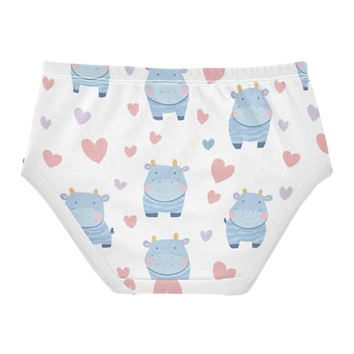 Wusikd Cute Hippopotamus Girls' Underwear Cotton Hearts Girls Briefs Soft Toddler Underwear 2T2