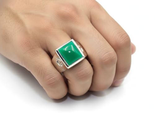 Image of Choose Your Color Mens Bold Ring 925 Sterling Silver Gemstone Wedding Engagement Statement Ring Birthstone Solitaire Jewellery Ring Sizes 4, 5, 6, 7, 8, 9, 10, 11, 12, 13,