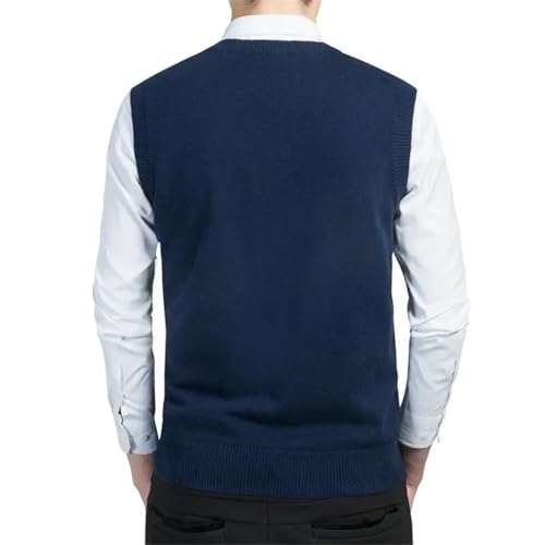 Men’s Cotton Knit V-Neck Sweater Vest Casual Sleeveless Pullover Plus Size Waistcoat3