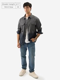 The Souled Store Blue Bonnet Men and Boys Long Sleeves Collared Neck Buttoned Front Regular Fit Cotton Utility Shirts