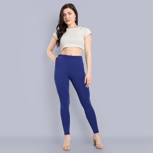 Image of ONE SKY Women Full Length Leggings | Cotton Modal Spandex Blend | High Waist Stretchable & Bio-Washed Fabric | Colour-Lock Technology | Comfortable Leggings for Women