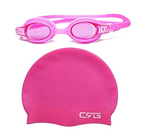 CRG New Solid Latex Swimming Swim Cap Kid (Pink Combo)