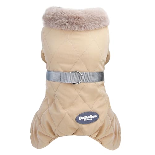 Izefia Hundemanteljacke Winddichter Kalter Wettermantel 4-Beine Warmer Hund Jumpsuit Winter Dicke Kleidung Schneesicherer Mantel Baumwolle Hundemantel für Kleine Hund Mittlere Hundekatze
