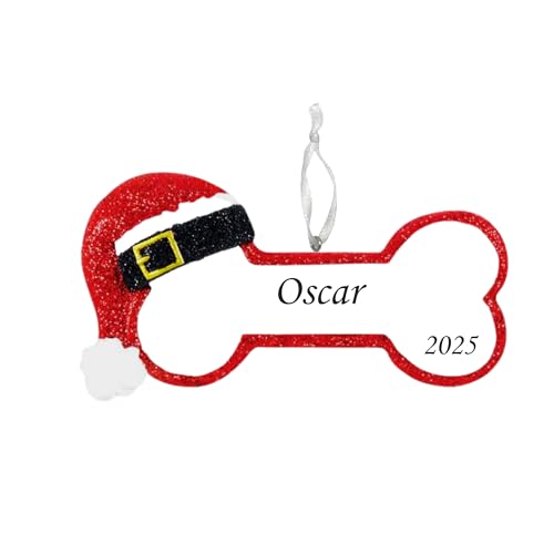 2025 Personalized Dog Christmas Ornament - Santa Dog Bone - Custom Keepsake for Pets – New Puppy Ornament – Pet Lover Dog's First Christmas