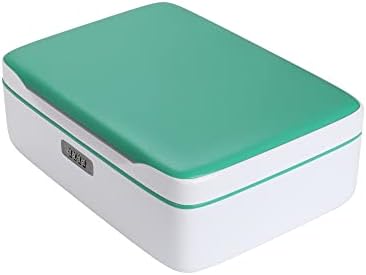 Xurelock Lockable plastic storage box - with combination lock and organiser tray - used as jewellery box , money box , pill organiser, sewing box, fridge storage or key safe - (Turquoise)