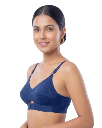 Image of Brida Sajini Women's Cotton Round Stitch Bra | Full Coverage | Single Layered | Non-Padded | Wireless | Saree Bra for Heavy Bust | Daily Use | Combo