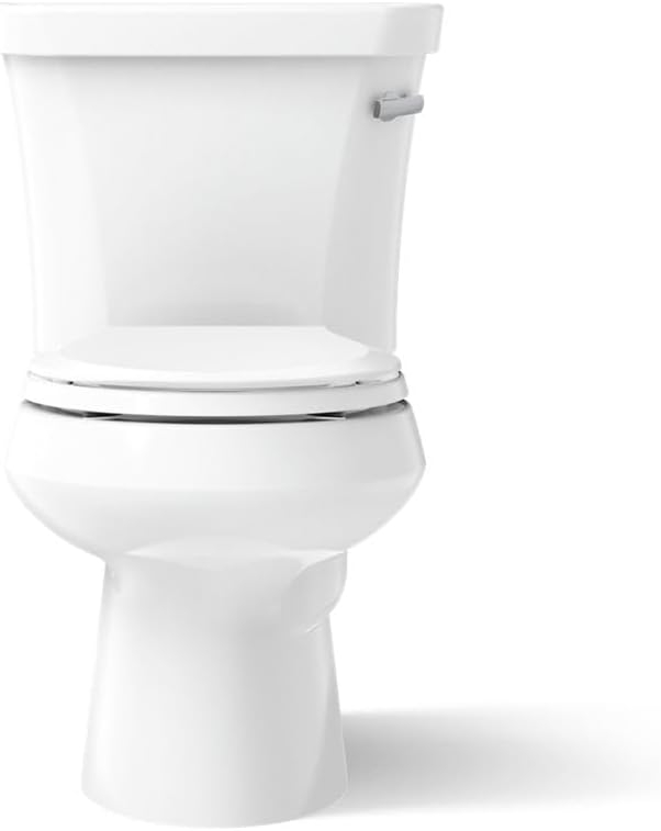 Kohler K-3947-RA-0 Wellworth Round-Front 1.28 gpf Toilet, 14-inch Rough-In, Right-Hand Trip Lever, White