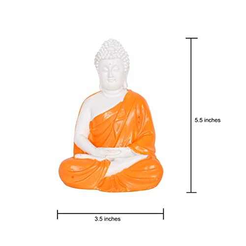 Image of Pot's & Plant's Pot's & Plant's Handcrafted Polymarble Meditation /Dhyan Buddha Statue Lord Figurine /Idol (5.5-inch) (Orange)