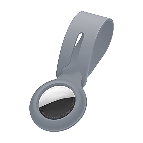 Handygear Keyholder Compatible with Apple AirTags, Premium Silicone Bumper Case Cover Keychain Shockproof Loop Slim Replacement Holder (Grey)