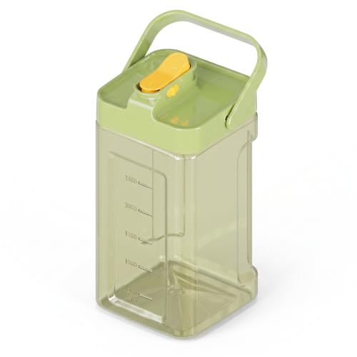 Image of 3.5L Water Jug with Handle and Flip Top Lid -Large Square Water Bottle with Measurement Markings for Fridge, Gym, and Office - Leakproof Clear Fruit Infuser Pitcher for Juice & Cold Tea