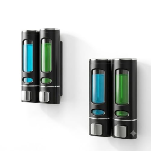 Image of CLIBO Wall Mounted Black Liquid Soap Dispenser 400ml ABS Plastic for Bathroom & Kitchen | Handwash, Shampoo, Conditioner, Lotion, Shower Gel Dispenser | Leak-Proof, Durable & Easy Refill (Pack of 4)